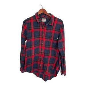 Vans Teens Navy and Red Plaid Button Down Shirt size XL